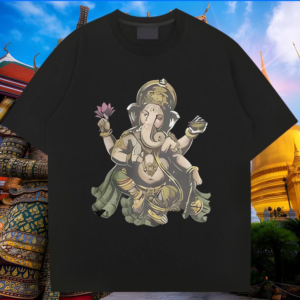 Comfortable T-Shirts for Men 230g 100% Cotton elephant Casual Beach DIY Printed O-Neck Short Sleeve Men Clothes T-Shirt Casual New Wear