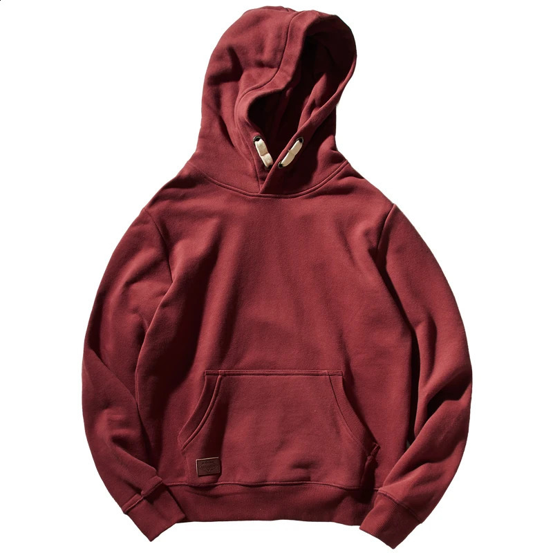 Heavy pile thick wool circle hoodie sports hoodie mens n-style retro pure color youth coat 240814