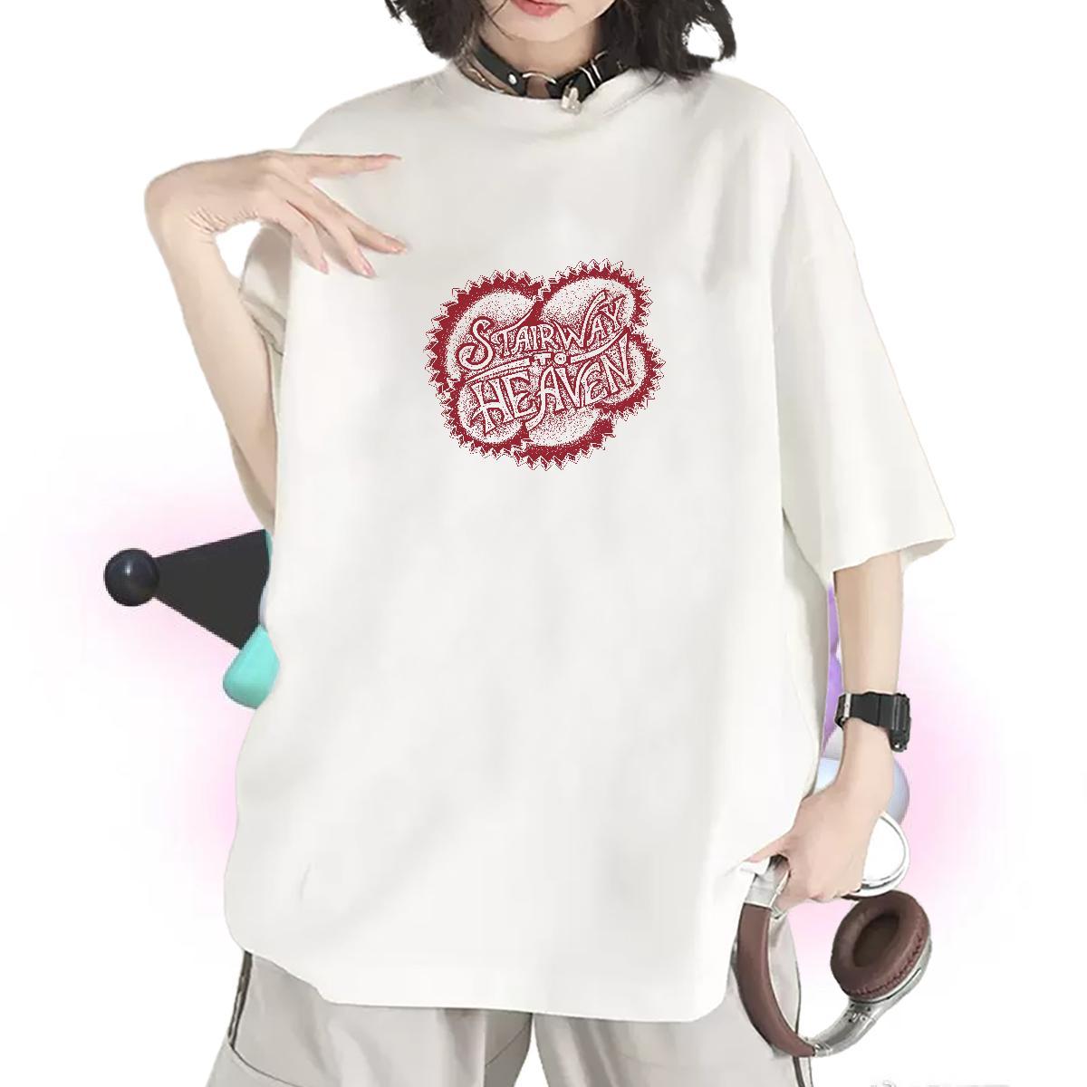 Soft Lady T shirt 230g Cotton letter Hip Hop T-Shirts for Women O-Neck Short Sleeve Cartoon Floral Printing Tops Tees