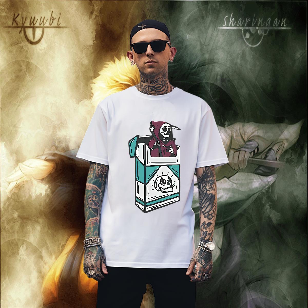 Brand Man T Shirts 230g 100% Cotton skull Sports Casual DIY Printed Breathable Short Sleeve Couples T Shirts Classic Casual Wear