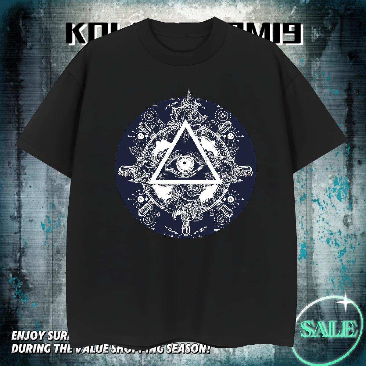 Wholesale Man T Shirts 230g Pure Cotton eye of the devil Street Customized Breathable Crew Neck Men Clothes T-Shirt 2024 DIY Tee Shirt