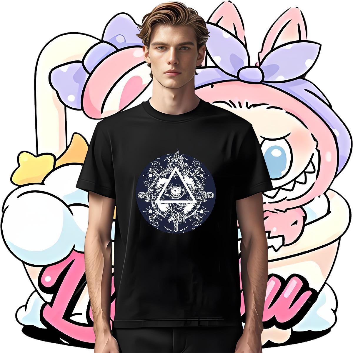 Loose Fit Men T Shirts 230g Cotton eye of the devil Summer Casual Asian Size Short Sleeve Soft Mens Tshirts Fashion New Clothes