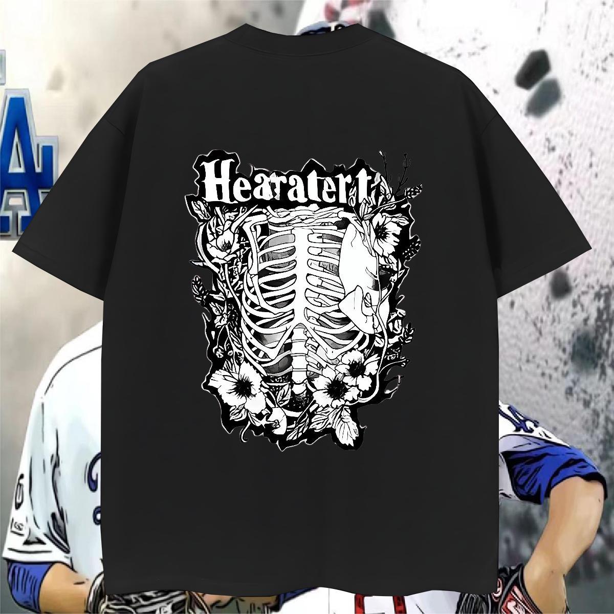 Popular Man T Shirts 100% Cotton 230g skull Anime Printing Street Customized Breathable Tshirt for Man Woman New Arrival Tops Shirt