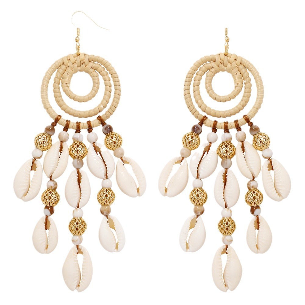 Earrings Bohemian beach vacation style shell bead pendant earrings