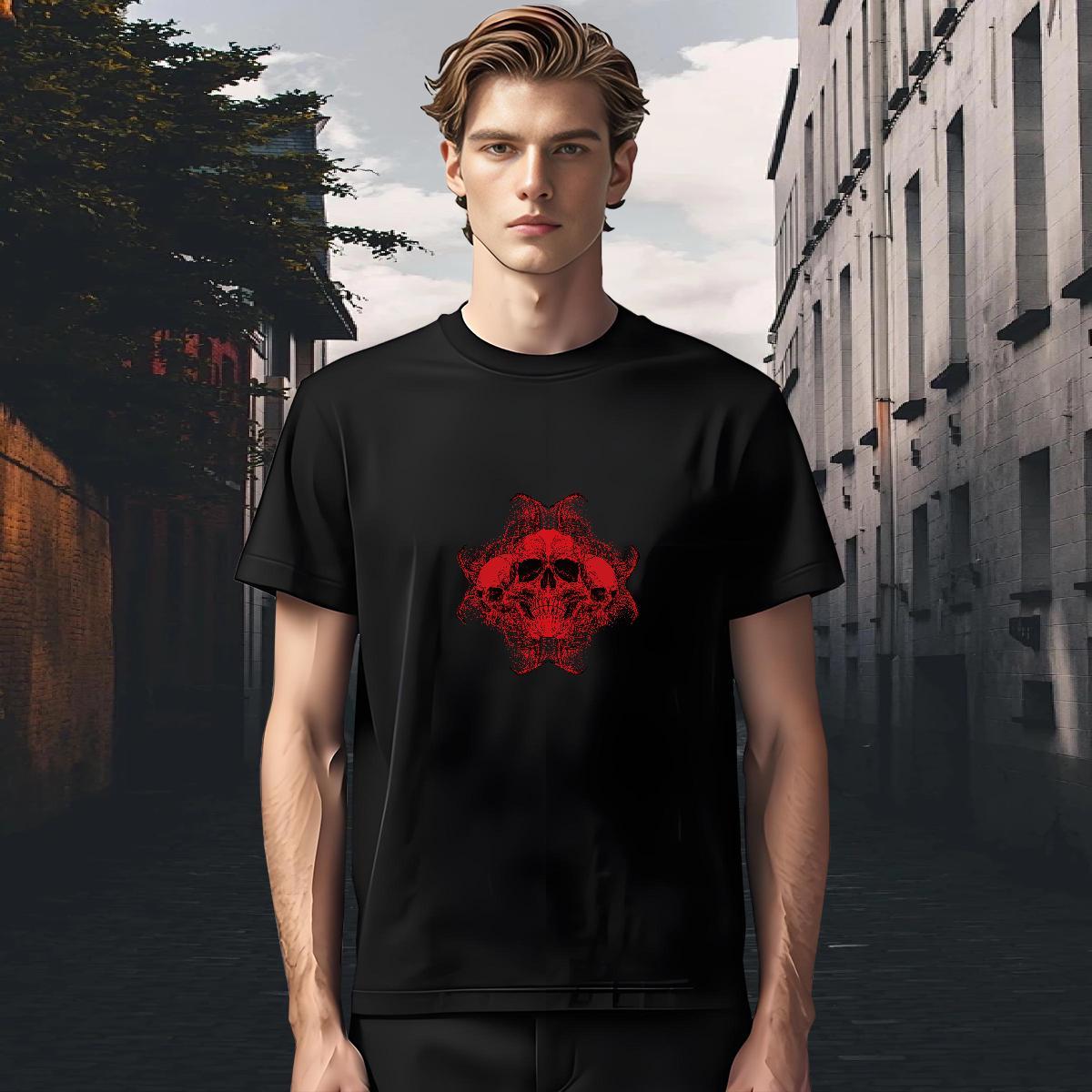 Loose Men T Shirts 230g Cotton skull Sports Casual White Plus Size Breathable Crew Neck Men Clothes T-Shirt Factory Direct Tshirts