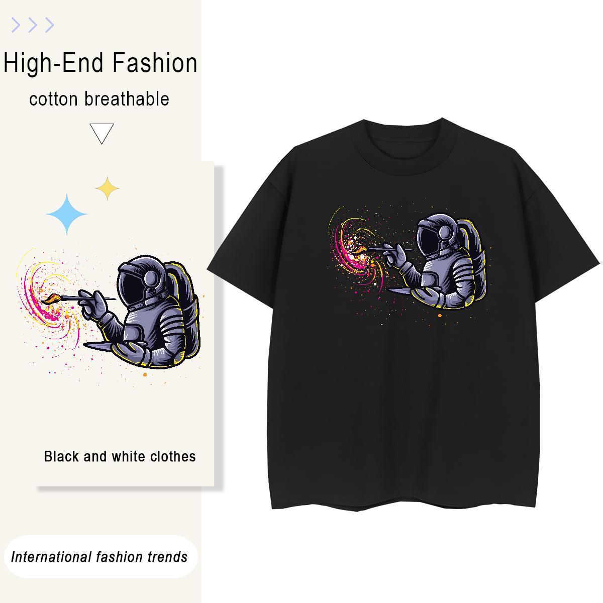 Loose fit Womens Tshirts 230g 100% Cotton universe Street Wear T shirt Comfortable Anime Oversized Tees