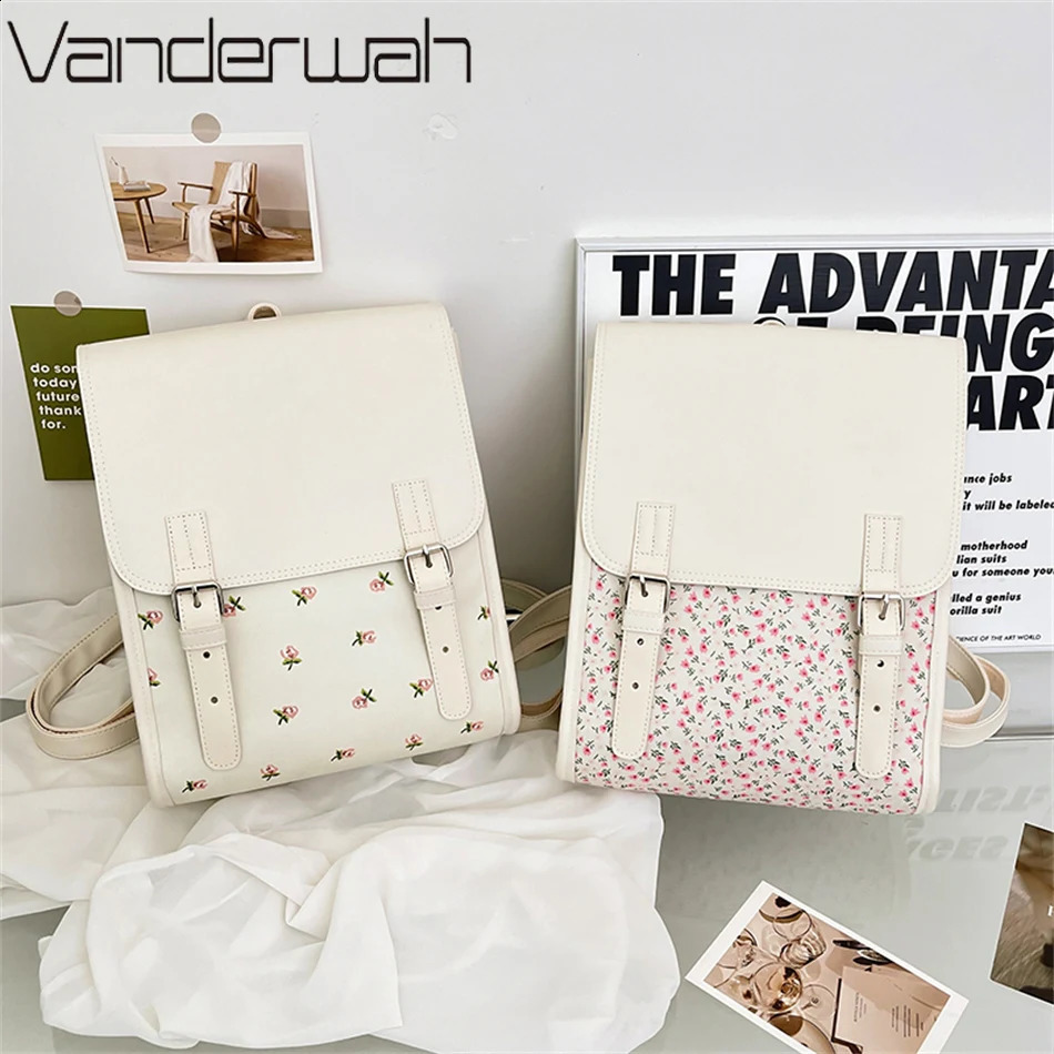 Womens Cute Flower Backpack Fashion Backpack Korean Rucksack Mochilas Kawaii Summer Style Backpack 240912