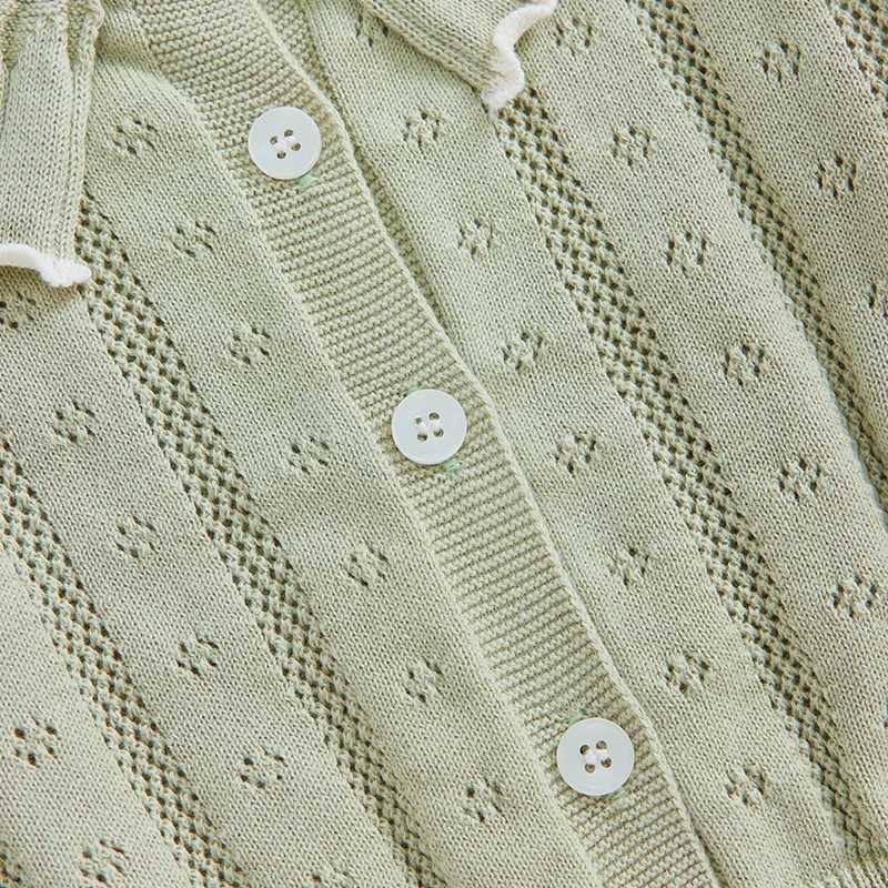 Childrens long sleeved doll collar sweater cardigan baby boy girl cotton casual top newborn spring thin knitted jacketW240824