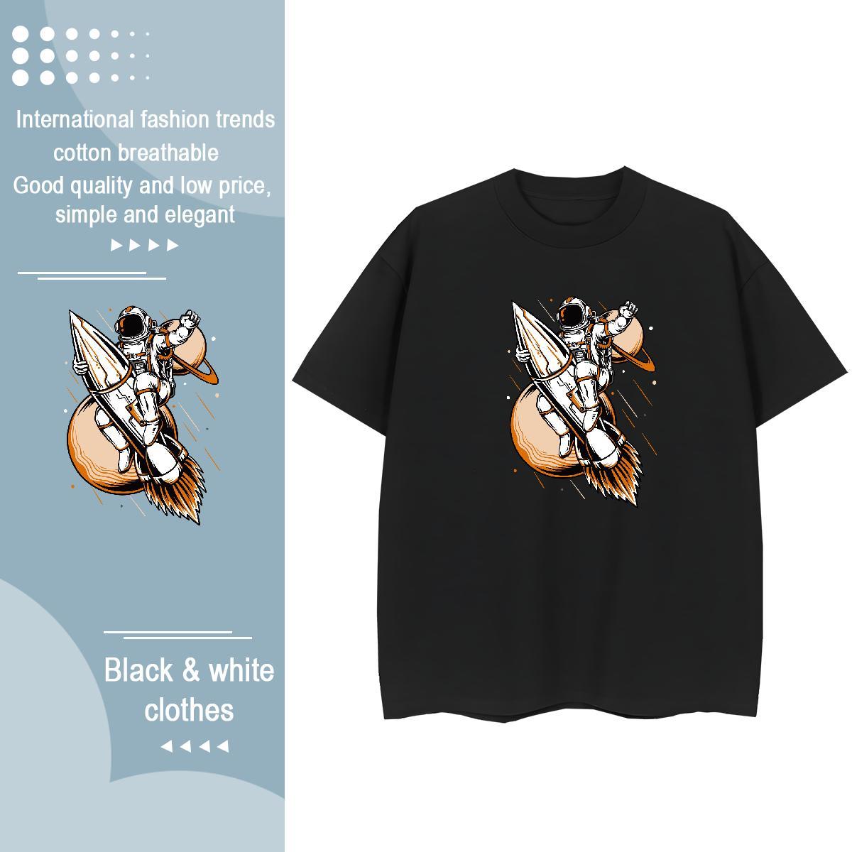 Comfortable Unisex Tshirts 230g 100% Cotton universe Home Outdoor T shirt Breathable Crew Neck Graphic Tees