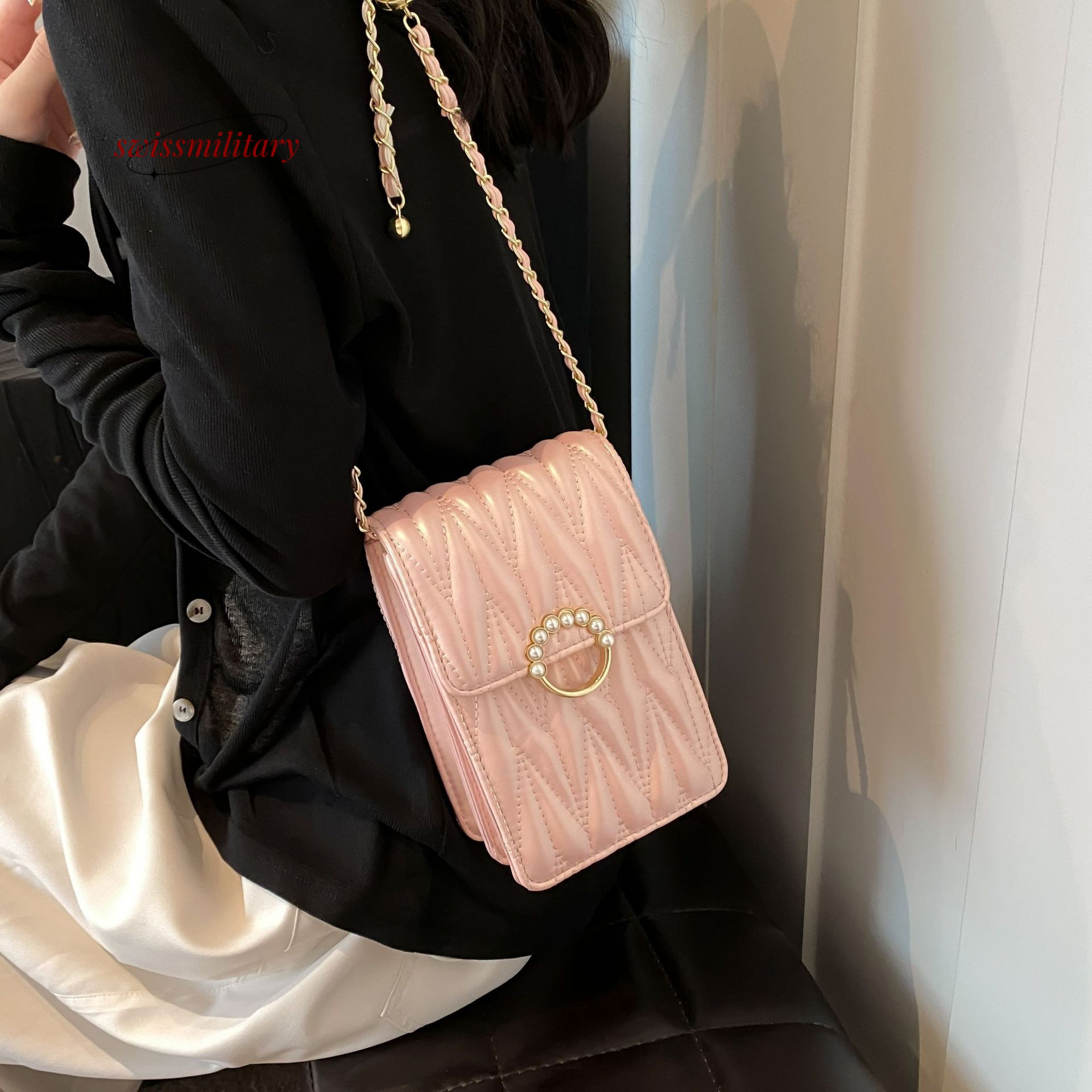 Swissmilitary Popular small bags for women in summer 2024, super fashionable and versatile, niche design sense, chain shoulder diagonal cross bag #32