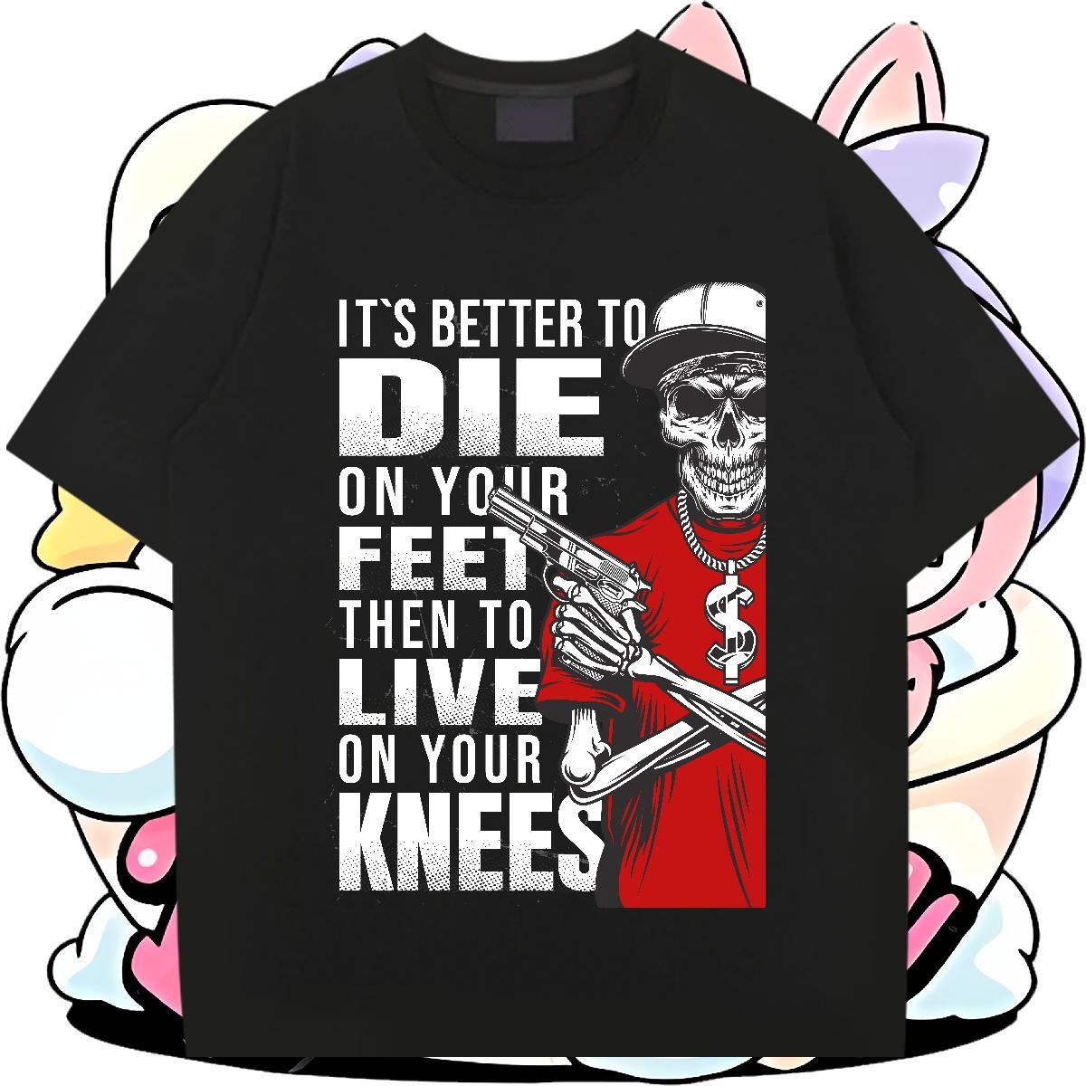 Cool Design T Shirt For Man 230g Cotton skull Street DIY Printed Crew Neck Men Tees Fashion New Wear