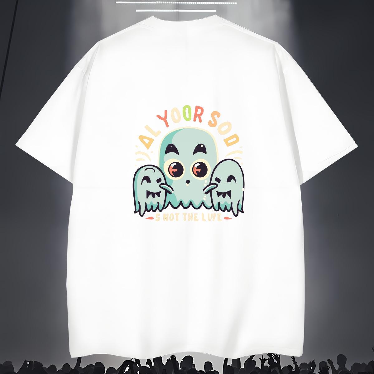 Loose Mens T Shirts 230g Cotton skull Anime Printing Street Plus Size Custom Round Neck Short Sleeve Men Tees Designer Tees Shirts