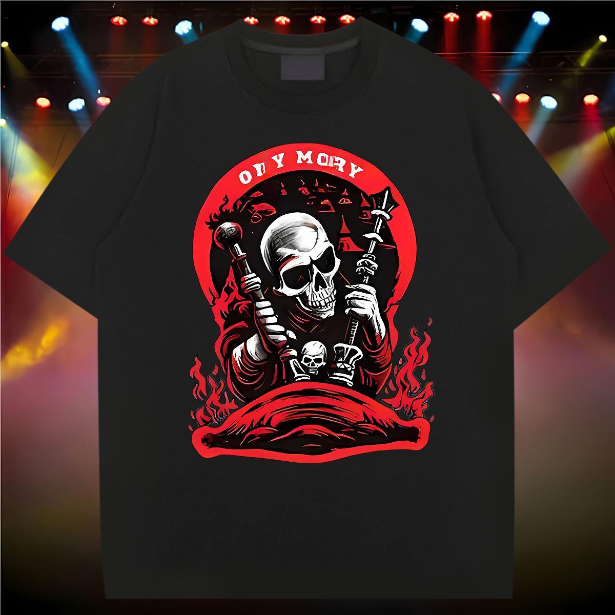 Loose Fit Mens T Shirts 100% Cotton 230g skull Street Wear Skull Breathable Short Sleeve Couples T Shirts Free Shipping Tees