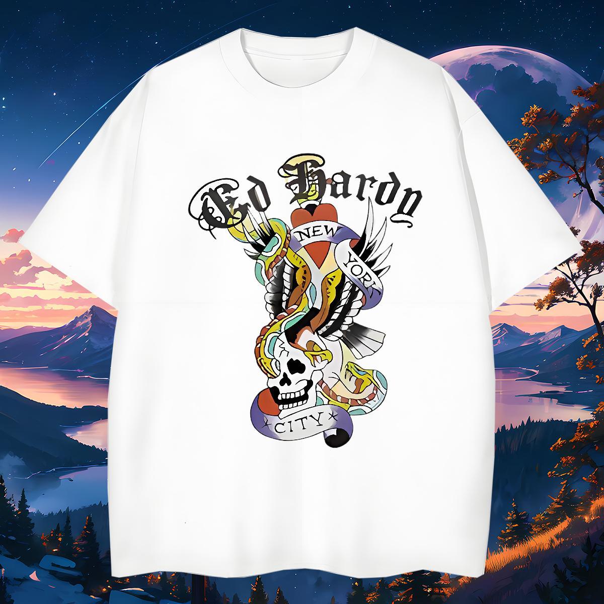 Wholesale Men T Shirts 230g 100% Cotton skull Outdoor Black Oversized Crew Neck Breathable Couples T Shirts Fashion Design Tshirts