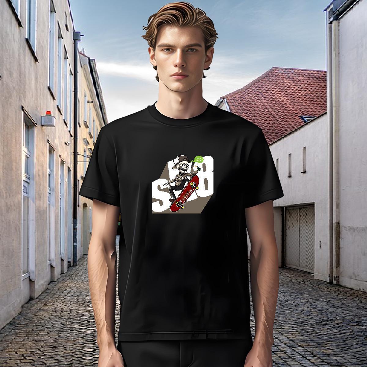 Free Shipping Men T Shirts 100% Cotton 230g skateboarding Beach Custom Big Size Round Neck Short Sleeve Men Tees Casual New Tops Shirt