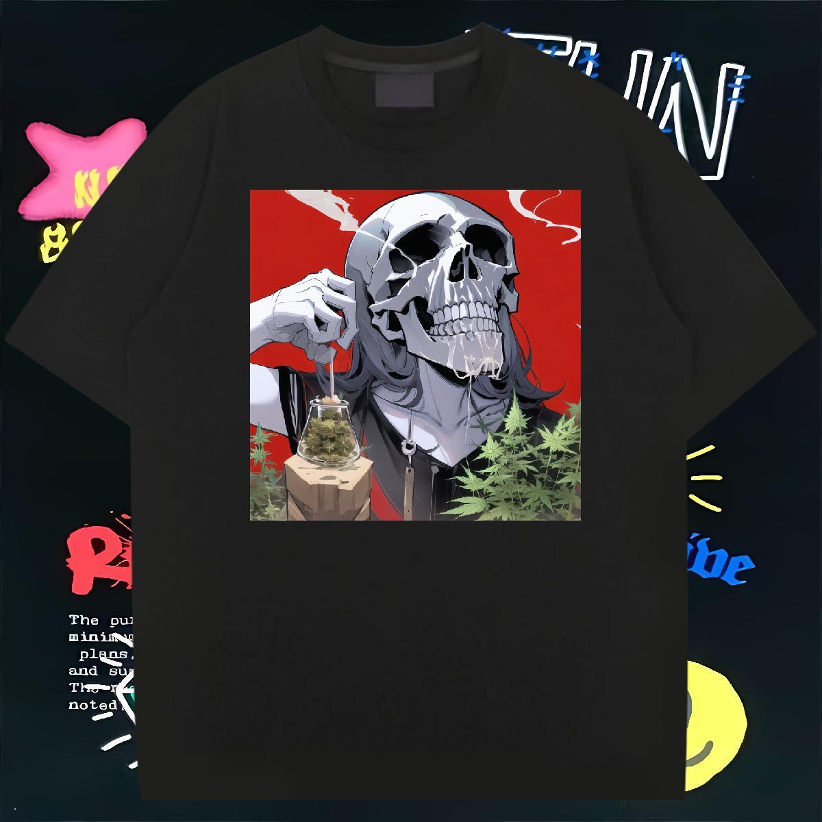 Free Shipping T Shirt For Man 100% Cotton 230g skull Daily Wear Oversized Crew Neck Men Clothes T-Shirt 2024 Tees