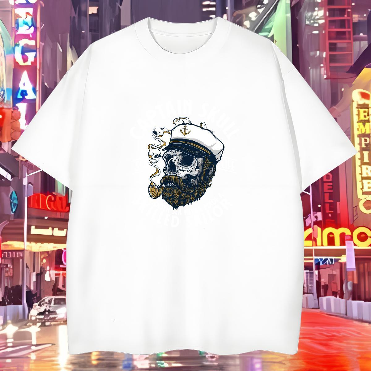 Loose Fit T shirt 230g 100% Cotton skull Sport Oversized 4XL Breathable Short Sleeve Men Tshirts Brand Clothings