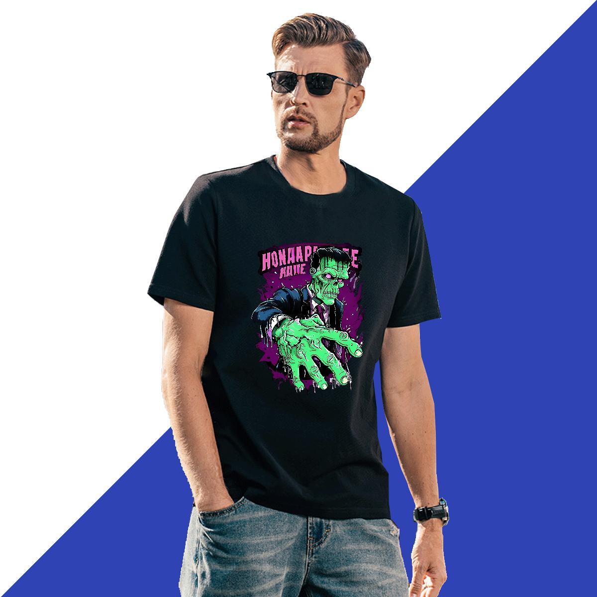 TOP Quality T-Shirts 230g Pure Cotton skull High Street Hip Hop Anime Short Sleeve O-Neck Men Tshirts New Arrival Clothings