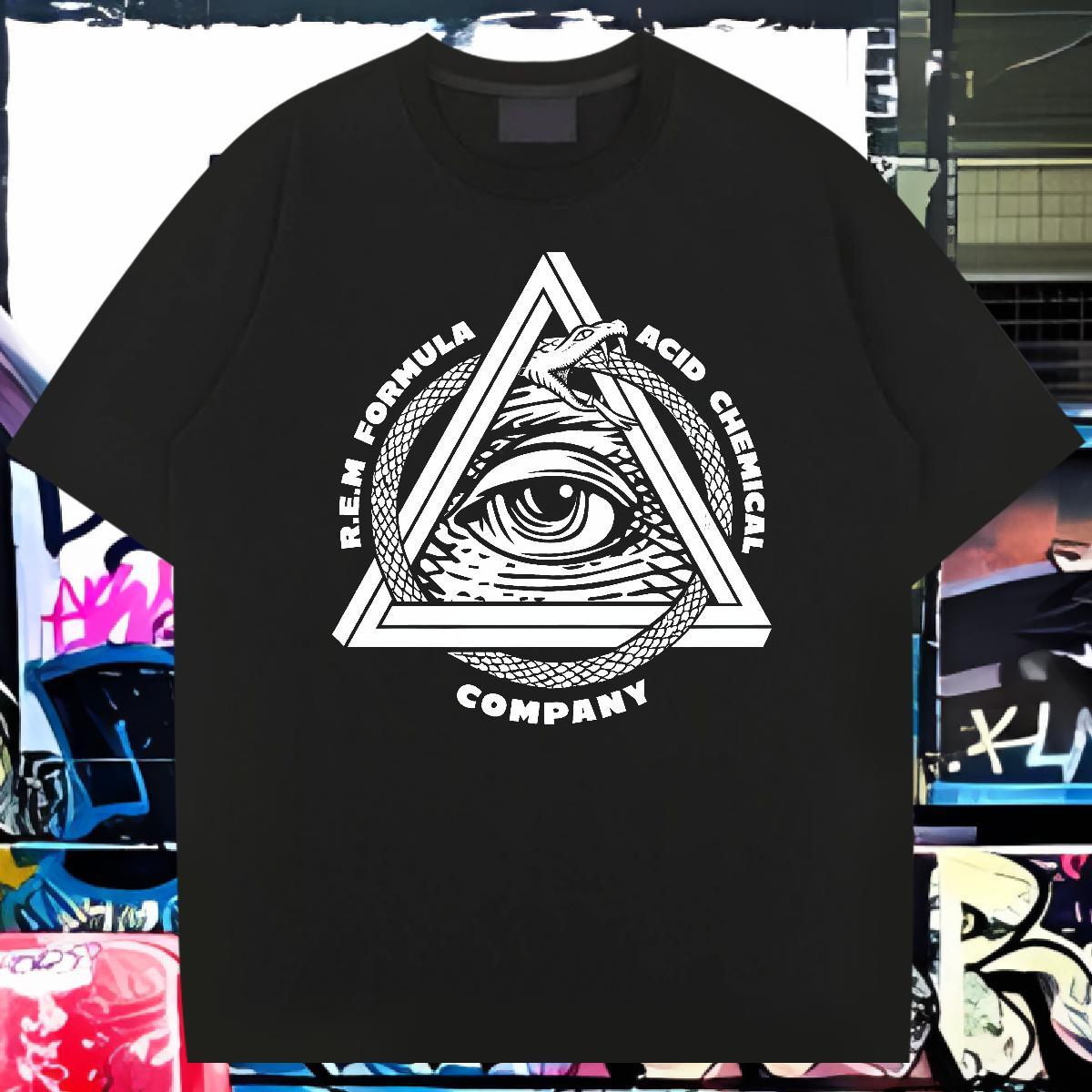 High Quality Man T Shirts 100% Cotton 230g eye of the devil Spring Summer Asian Size O-Neck Short Sleeve Men Tees 2024 New Clothings