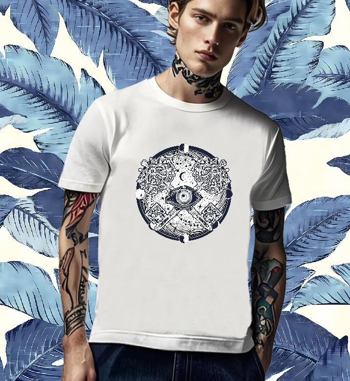 Free Shipping T-Shirts for Men 230g 100% Cotton eye of the devil Spring Summer DIY Anime Breathable Short Sleeve Mens Tshirts Customized Tops