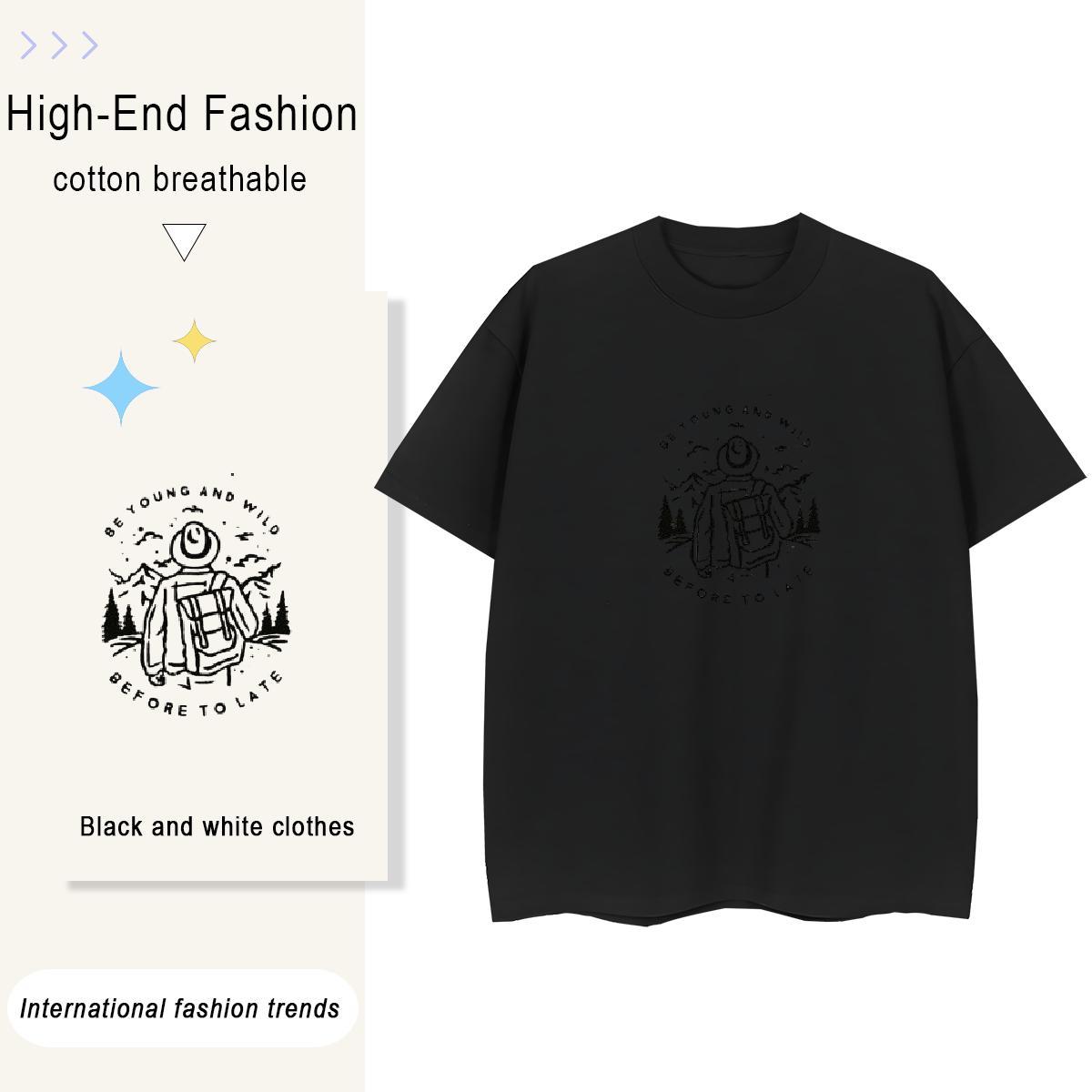 Loose fit Women Tshirts 100% Cotton 230g Lines Street Casual Womens T Shirts Breathable Crew Neck Customized Tops Shirt