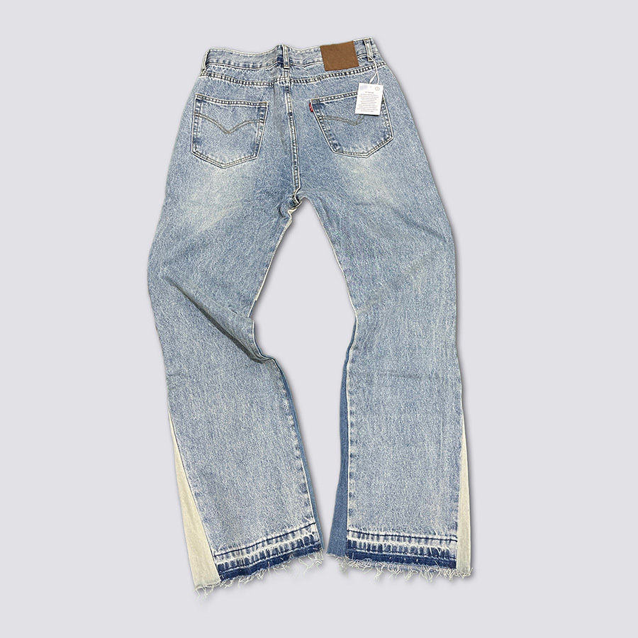 Men's Designer Patchwork Bell Bottoms Baggy Jeans For Men Straight Y2k Washed Old Brand Denim Trousers Oversized