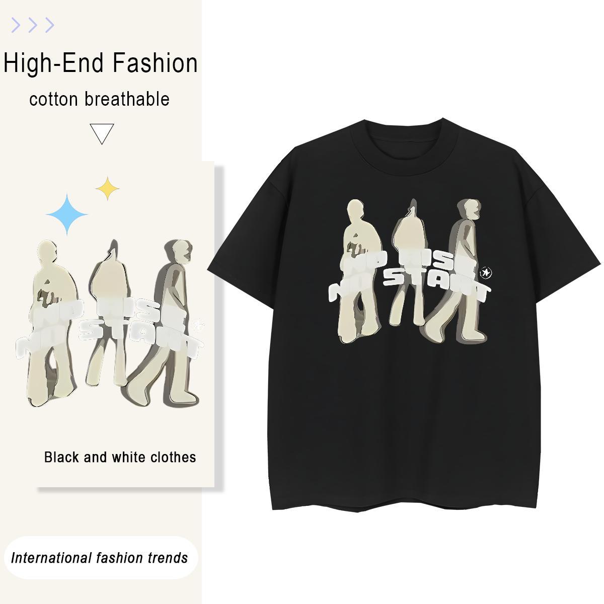 Soft Couples T Shirts 100% Cotton 230g threesome Street Wear T Shirt For Woman Breathable Short Sleeve Anime Clothes