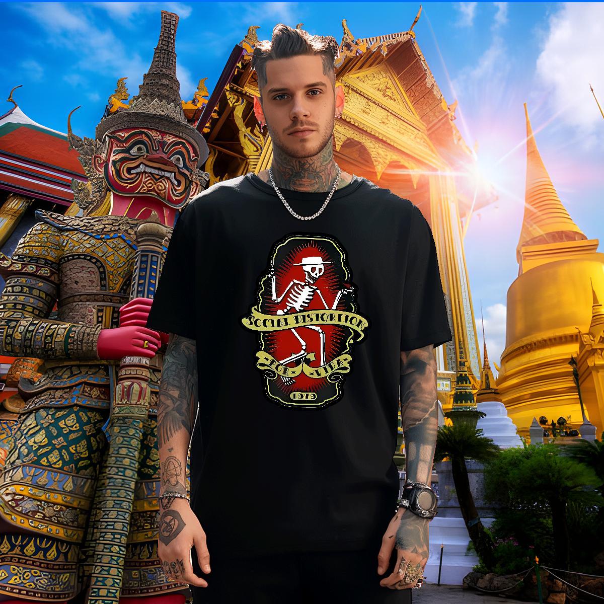 Comfortable T Shirt For Man 230g Pure Cotton skull Sports Casual Plus Size Cartoon Breathable Tshirt for Man Woman Wholesale Tee Shirt