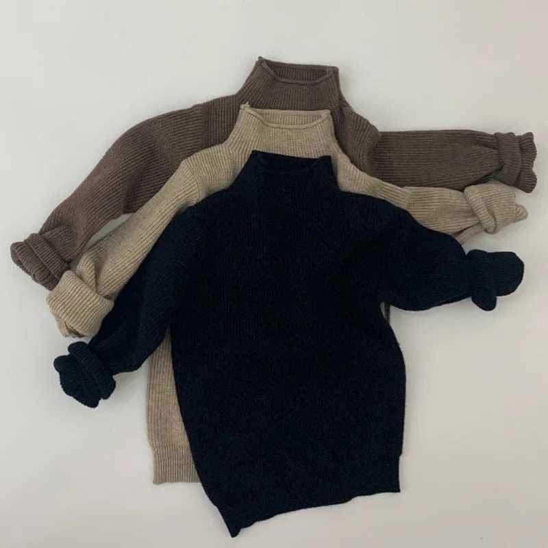 Sweater childrens turtle neck sweater long sleeved soft wool clothing boys girls knitted sweater top autumn winterW240824