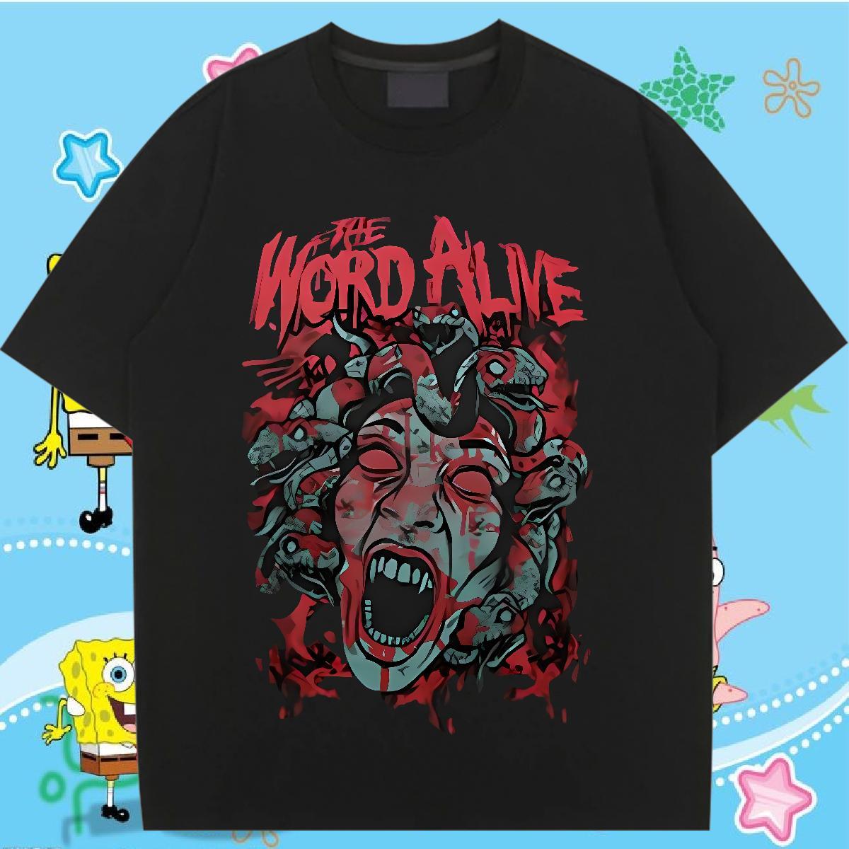 Loose fit Unisex Tshirts 230g Cotton scary High Street Hip Hop T shirt Crew Neck Breathable Plus Size Custom Clothes