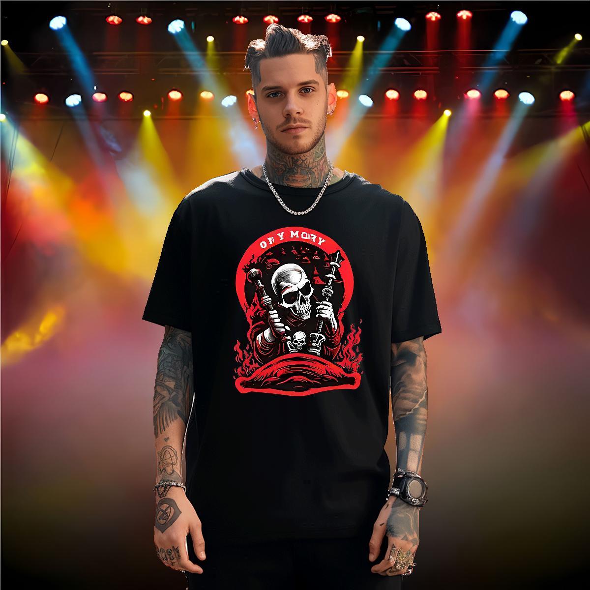 Loose Fit Mens T Shirts 100% Cotton 230g skull Street Wear Skull Breathable Short Sleeve Couples T Shirts Free Shipping Tees