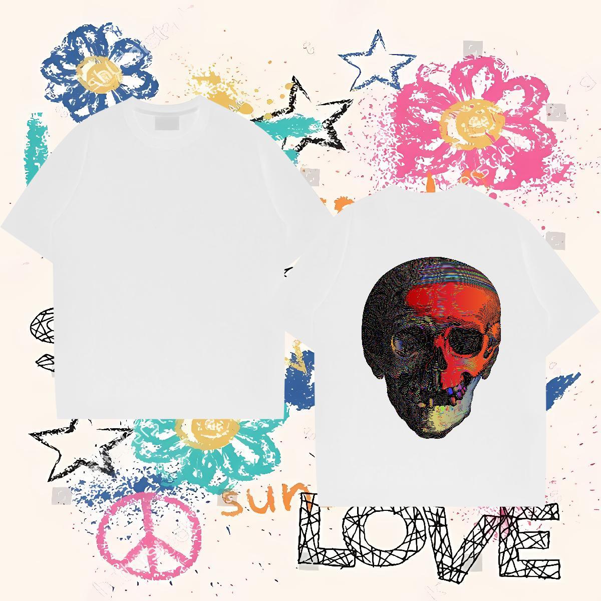 Comfortable Man T Shirts 230g Pure Cotton skull Street Wear Custom Printing Crew Neck Breathable Tshirts DIY Customized Clothings