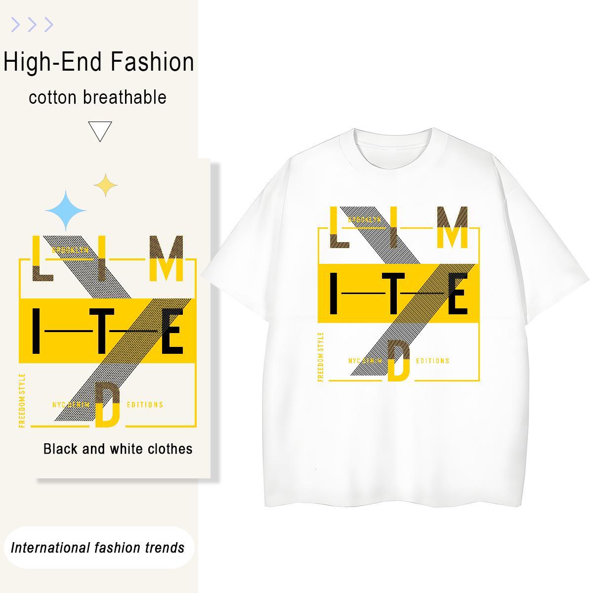 Female Woman Tshirt 230g Pure Cotton letter Beach Womens T Shirts Short Sleeve O-Neck Cartoon Printing L-4XL Clothes