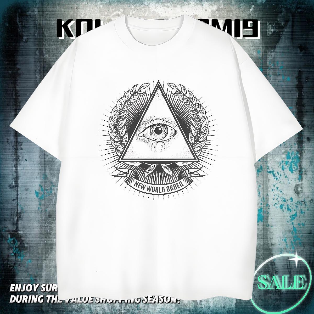 High Quality Men T Shirts 230g Pure Cotton eye of the devil Casual Daily Wear Customized O-Neck Short Sleeve Men Tops Tees Casual New Tees Shirts