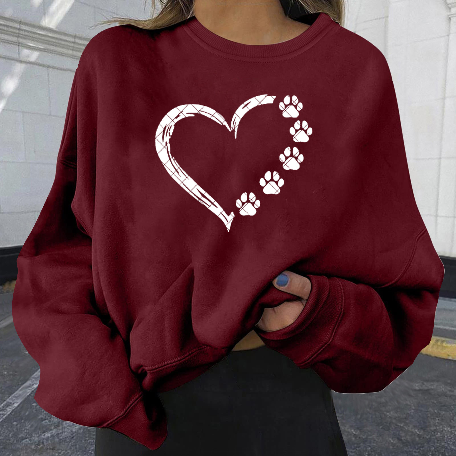 New Love Series Printed Hoodie Loose Large Size for Women dongdumaoyi