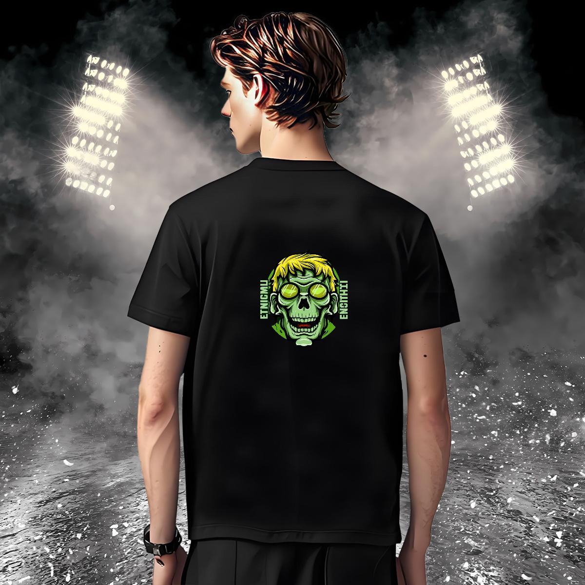 Loose Mens T Shirts 230g Pure Cotton skull Hip Hop Street DIY Anime Breathable Short Sleeve Mens Tshirts 2024 Tops Tees