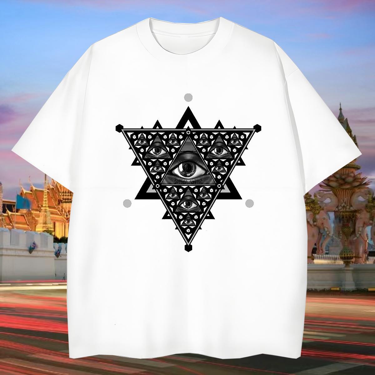 Cool Design T shirt 230g Pure Cotton eye of the devil Home Outdoor Black Oversized Breathable Short Sleeve Men Tees Fashion Designer Tees Shirts