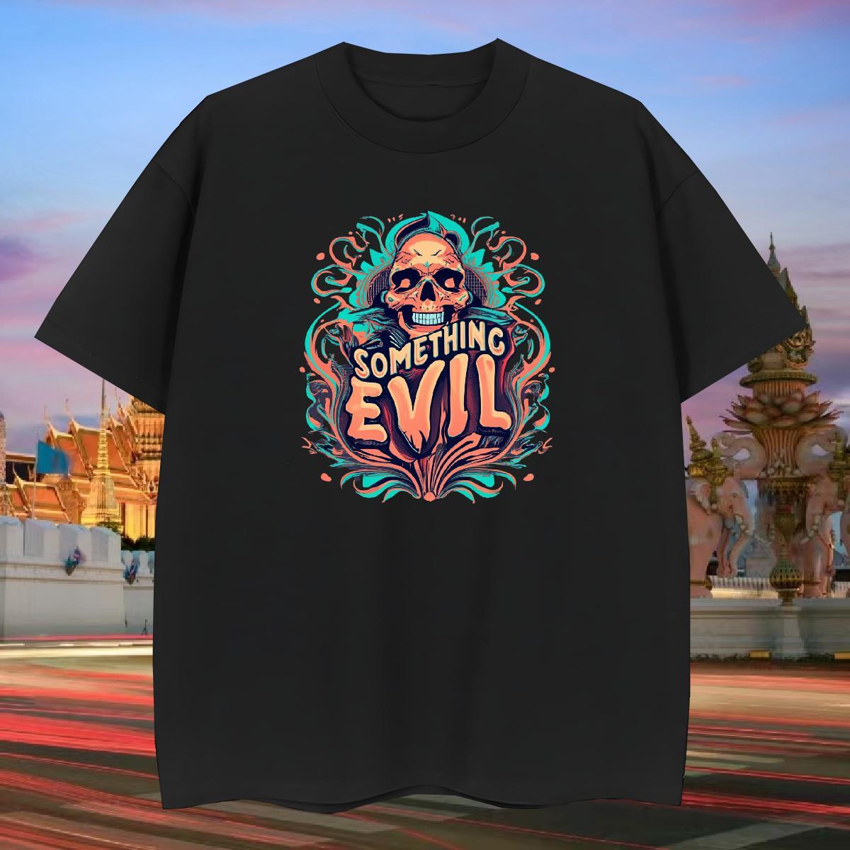 TOP Quality T Shirts Men 230g Pure Cotton skull Casual Daily Wear Black Oversized Round Neck Short Sleeve Men Tees Wholesale Tee Shirt