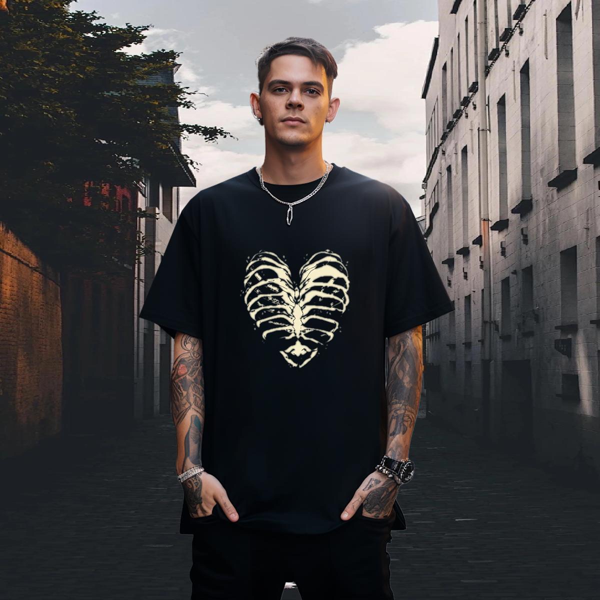 Comfortable Man T Shirts 230g Pure Cotton skull High Street Hip Hop Custom Printed Round Neck Short Sleeve Mens Tshirts DIY Customized Tees