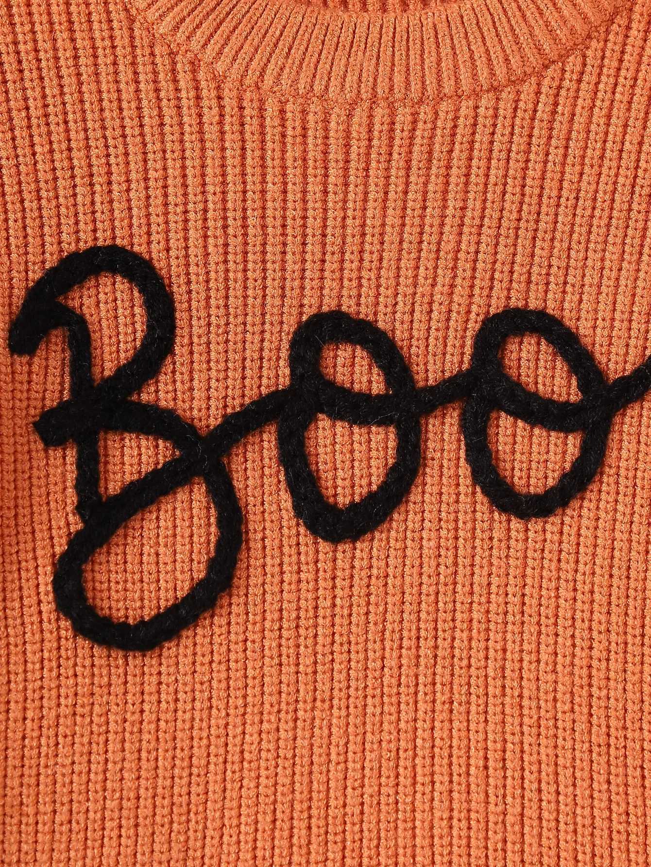 Autumn and winter baby clothing Halloween newborn letter Boo embroidery cartoon ghost pumpkin baby long sleeved sweaterW240824