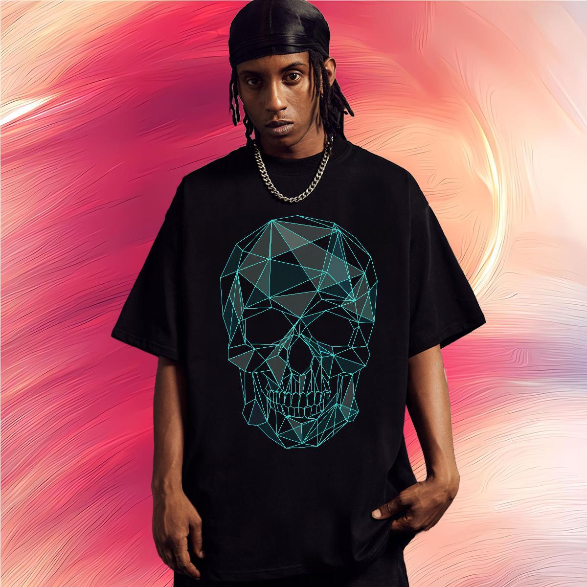 Brand T shirt 100% Cotton 230g skull Outdoor DIY Logo Oversized Short Sleeve O-Neck Tshirts Fashion Designer Tops