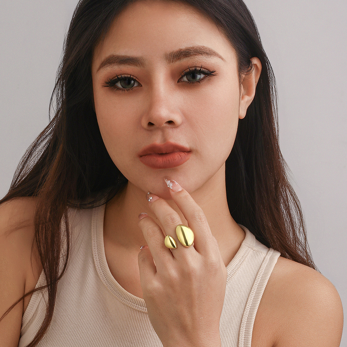 Jewelry Baroque Round Irregular Arc Smooth Plain Female Ring