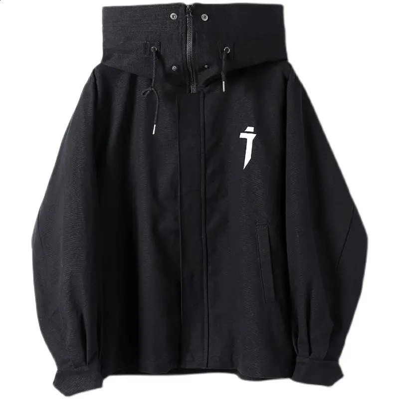 Spring Trend Functional Wind High Collar Coat Loose Hooded Work Jacket MenS Clothes Harajuku Hiphop Safari Style Outer Garment 240826