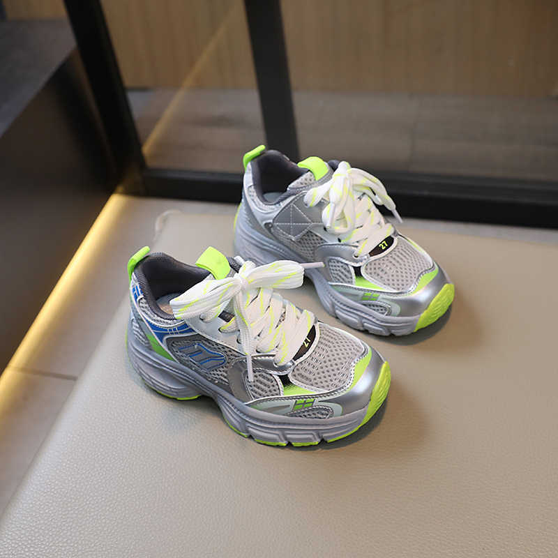 Athletic Outdoor Childrens mesh sports 2024 spring new item for boys and girls casual lightweight soft sole dad shock-absorbing running shoes C260130