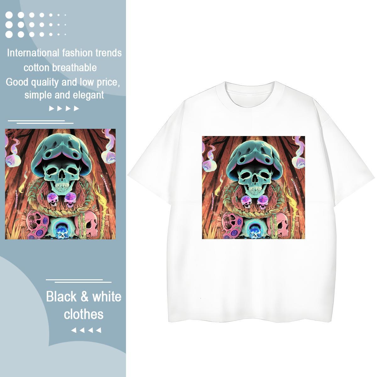Wholesale T shirt 100% Cotton 230g skull Daily Wear Oversized 3XL 4XL Breathable Short Sleeve Men Clothes T-Shirt New Designer Tshirts