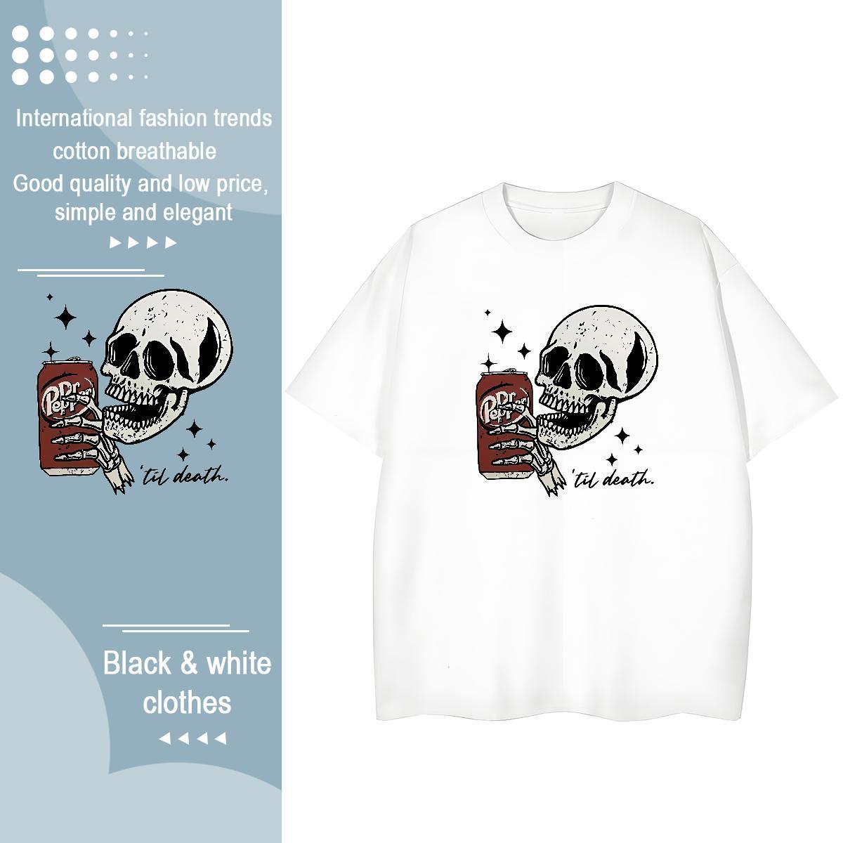 Wholesale T-Shirts for Men 230g Cotton skull Sports Casual DIY Breathable Soft Men Tshirts Designer Top Tees