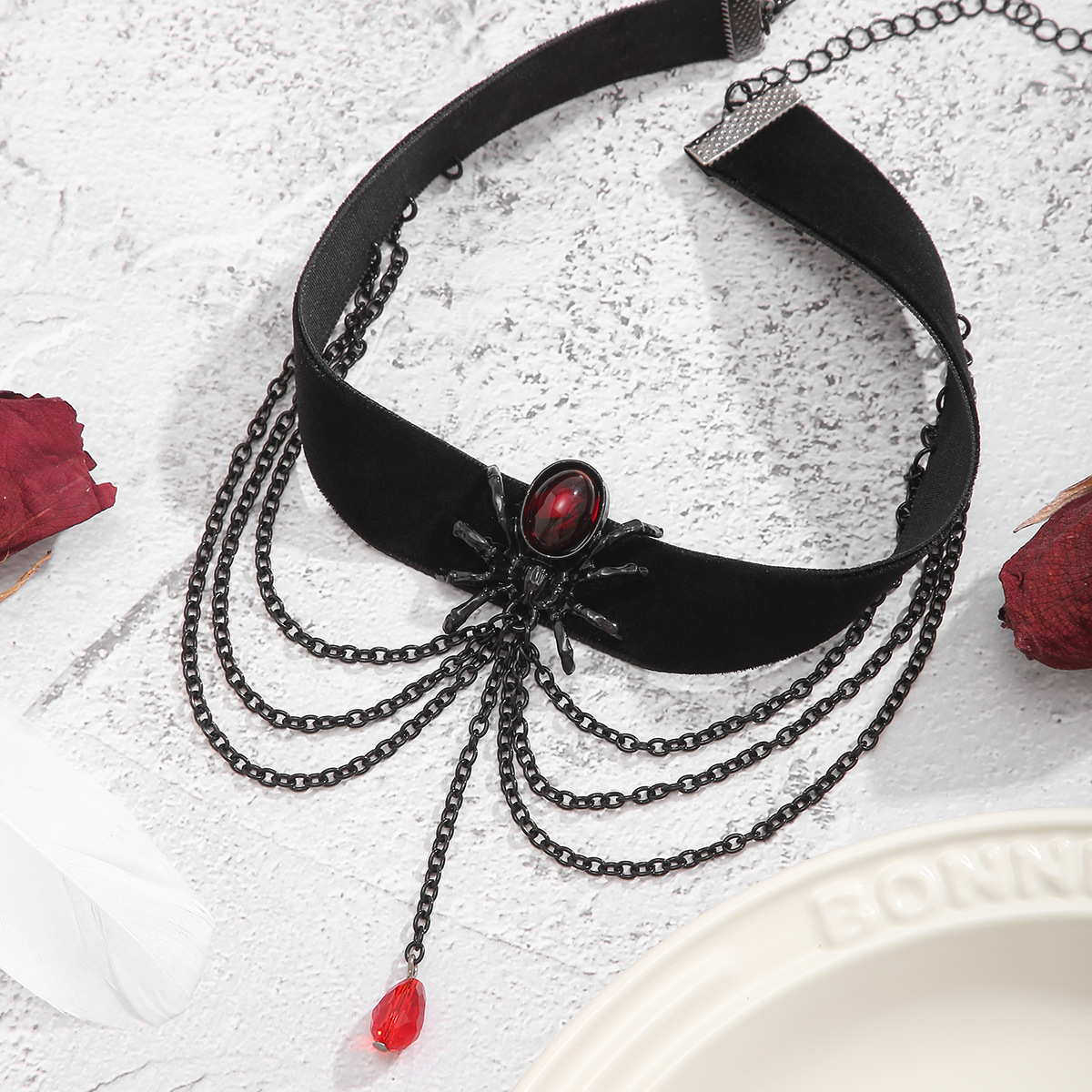 Halloween Bloody Neckchain Women's Choker Personalized Blood Drop Stained Spider Punk Collar