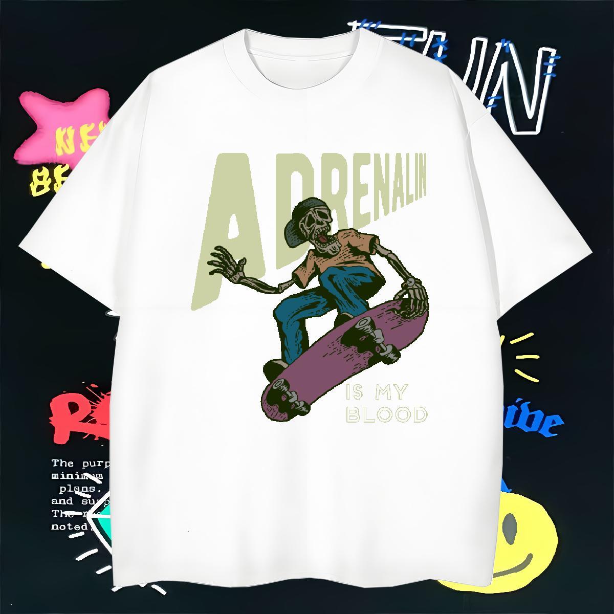 Free Shipping Men T Shirts 100% Cotton 230g skull Hip Hop Black White Crew Neck Breathable Mens Tshirts Factory Direct Polos