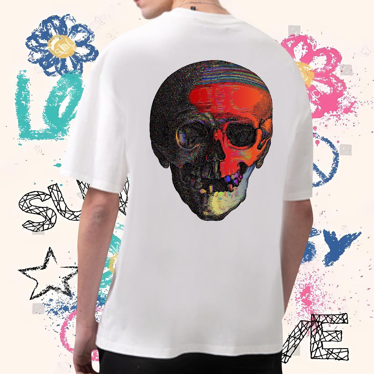 Comfortable Man T Shirts 230g Pure Cotton skull Street Wear Custom Printing Crew Neck Breathable Tshirts DIY Customized Clothings
