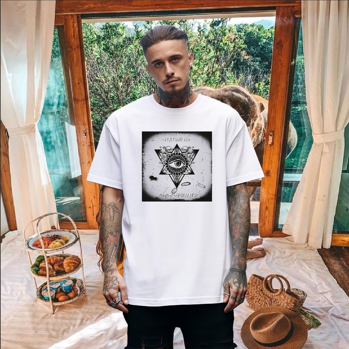 Free Shipping T Shirts Men 230g Cotton eye of the devil Street Wear Custom Print Plus Size Crew Neck Breathable Men Tops Tees DIY Customized Tees Shir